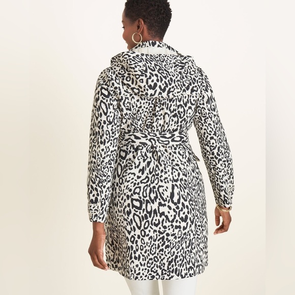 Chicos Cheetah-Print Trench Rain Coat - Picture 3 of 8